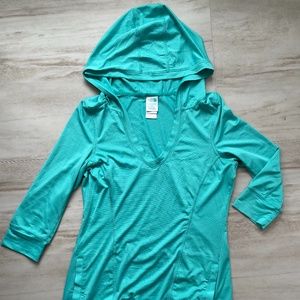 North Face 3/4 Sleeve Striped Tunic Hoodie